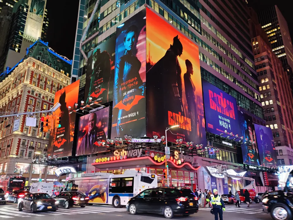Times Square street performer dressed as Batman